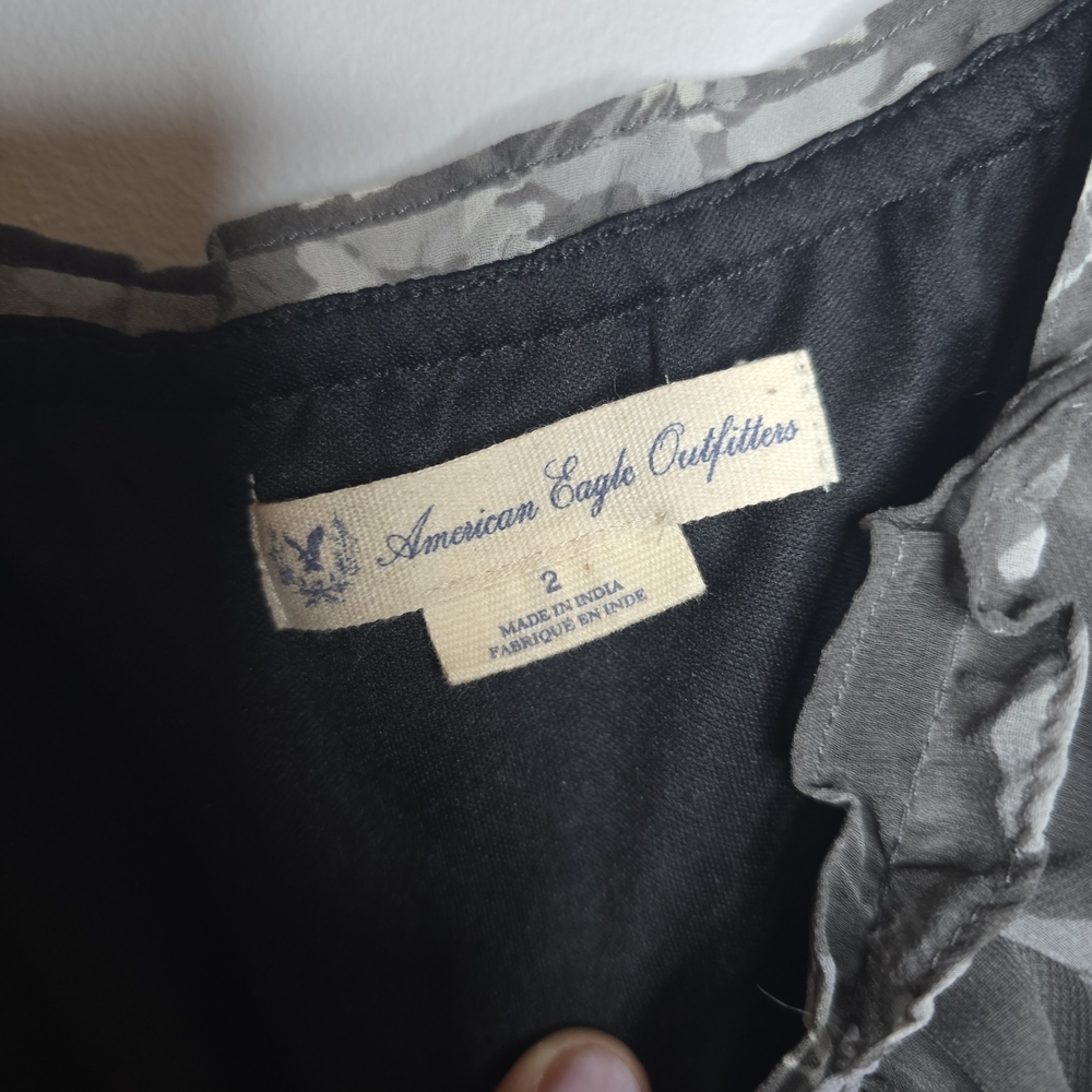 American Eagle Outfitters Y2K Gray Floral Dress, Size 2 - Picture 5 of 7